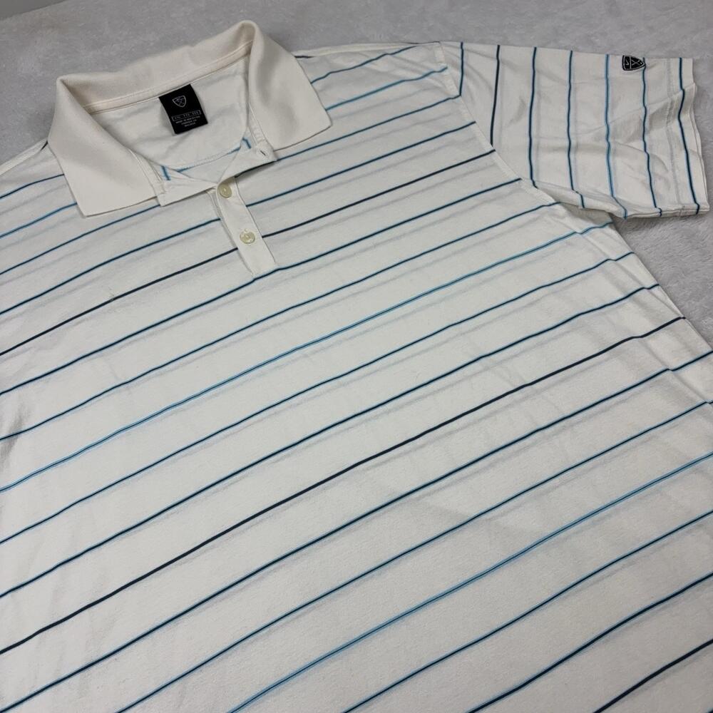 Vintage Nike Golf Short Sleeve Polo Shirt Mens 2XL White Striped Cotton Logo